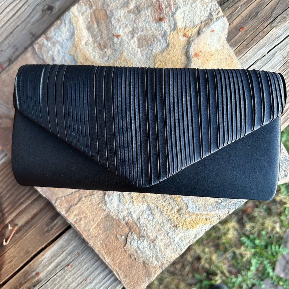 Black Satin Special Occasion Clutch NWT